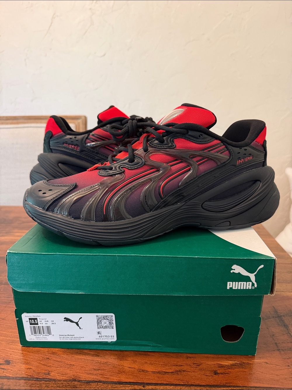 Puma Inverse Mutant Red Black Shoes NWB 10.5